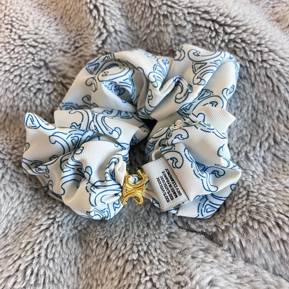 Celine Scrunchie Triomphe Camo in Silk and Brass and Gold Finish - Picture 1 of 6